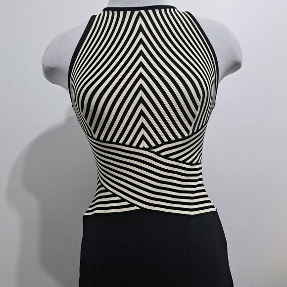 Vintage Tadashi Bodycon High Front Slit Y2K Classic Rib Knit Gothic Maxi Dres XS - Picture 12 of 14